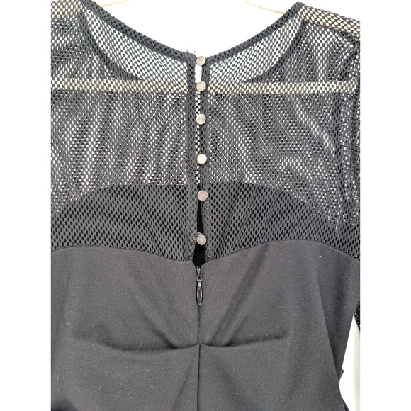 Nicole Miller Artelier Black Mesh Detail Ruched Gathered Midi Dress Size 6 Sexy - Picture 6 of 11
